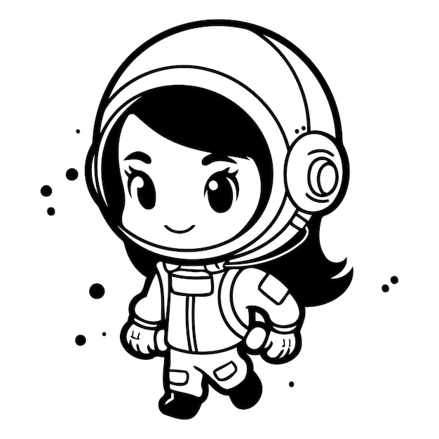 Vector chica linda en traje espacial ilustración vectorial de un personaje de dibujos animados