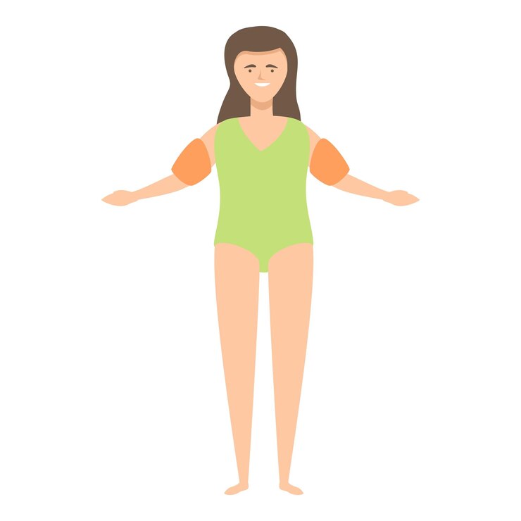 Vector chica lista para nadar icono dibujos animados vector piscina de verano vacaciones en el mar