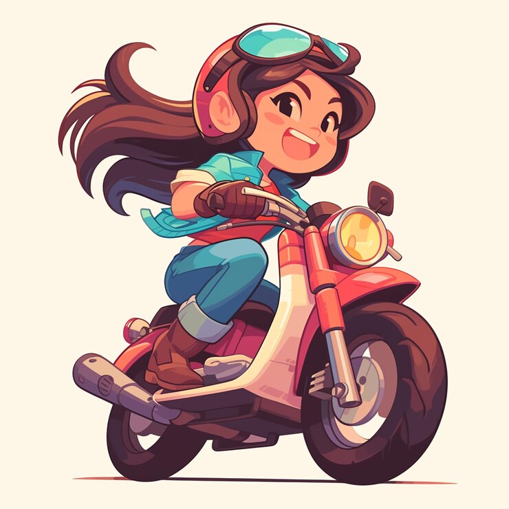 Una chica de Lubbock va cuesta abajo en una carrera de scooters al estilo de dibujos animados