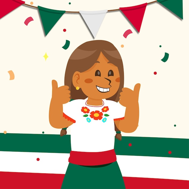 Chica mexicana vector carácter 3