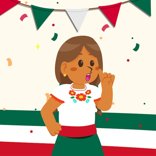 Chica mexicana vector carácter 4