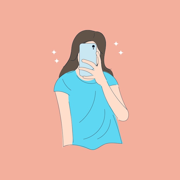 Chica de moda Selfie Ilustración plana