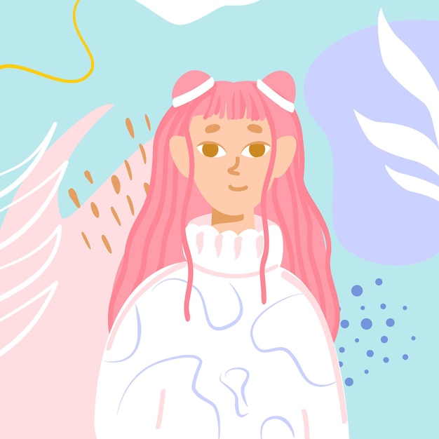 Chica de moda en suéter blanco. Ilustración de vector de mujer moderna.
