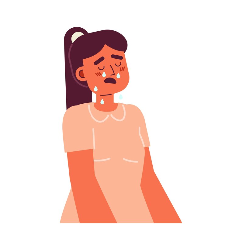 Vector chica molesta con lágrimas cayendo y boca abierta carácter vectorial de color semi plano niño lloroso vestido persona de medio cuerpo editable en blanco ilustración simple de dibujos animados para diseño gráfico web