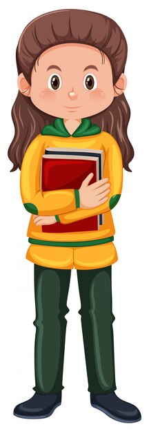 Una chica morena de carácter estudiantil.