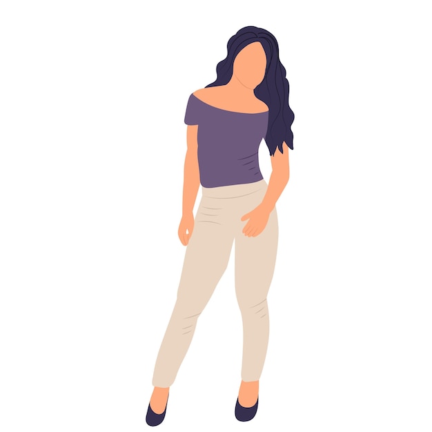 Chica mujer en vector aislado de estilo plano