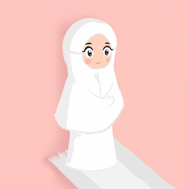 Vector chica musulmana haciendo rezar