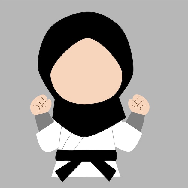 Chica musulmana de karate con cinturón negro