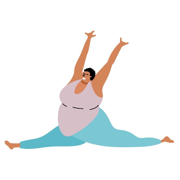 Chica negra completa haciendo yoga Body Positive