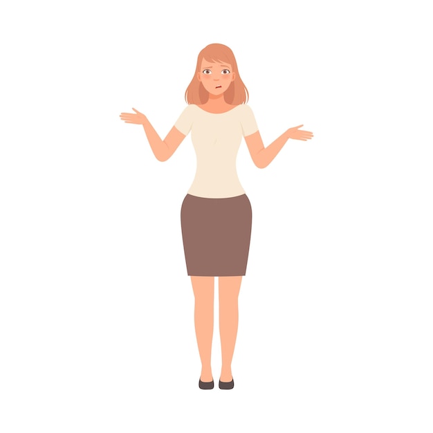 La chica no entiende lo que está sucediendo vector de ilustración