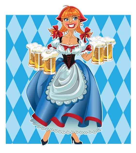 Chica de oktoberfest en el fondo