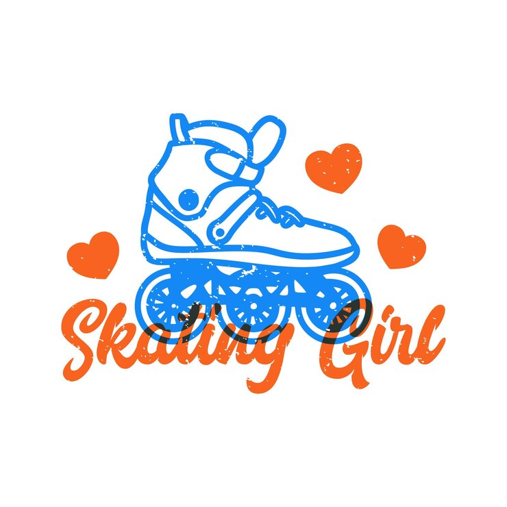 Vector chica de patinaje de tipografía de lema vintage