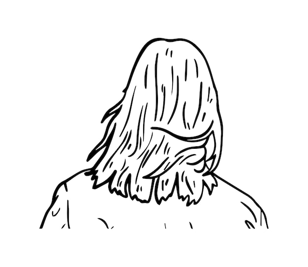 Chica con el pelo corto en una chaqueta ropa mujer doodle dibujos animados lineales para colorear
