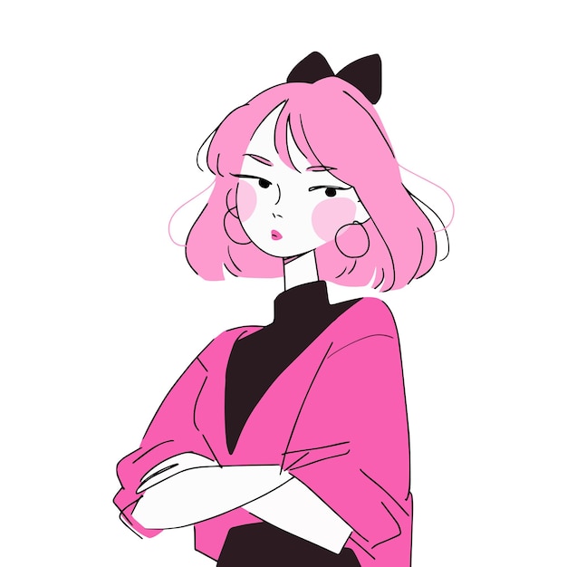 Chica de pelo rosado Feliz día de la mujer