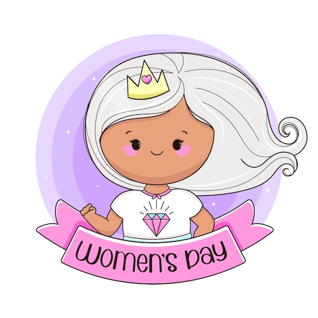 Chica de poder linda Ilustración vectorial Día de la Mujer