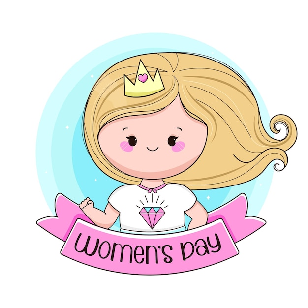 Chica de poder linda Ilustración vectorial Feliz día de la mujer