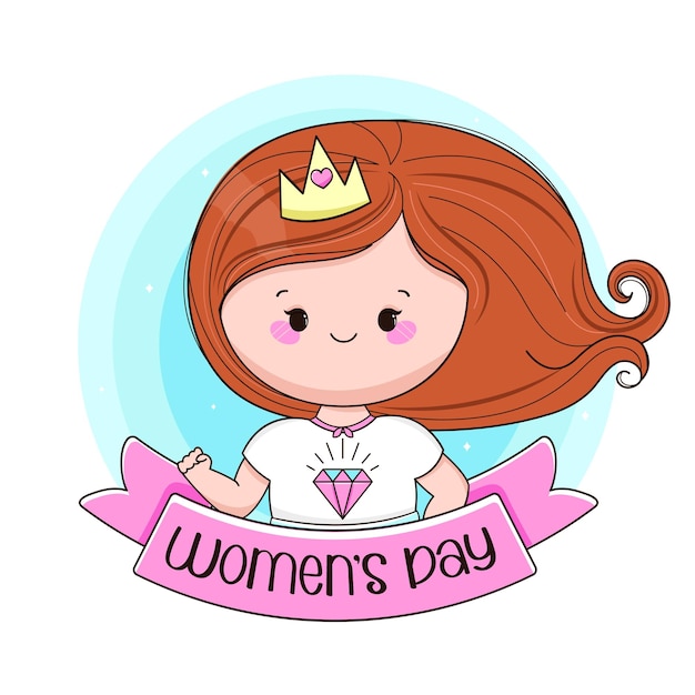 Chica de poder linda Ilustración vectorial Feliz día de la mujer