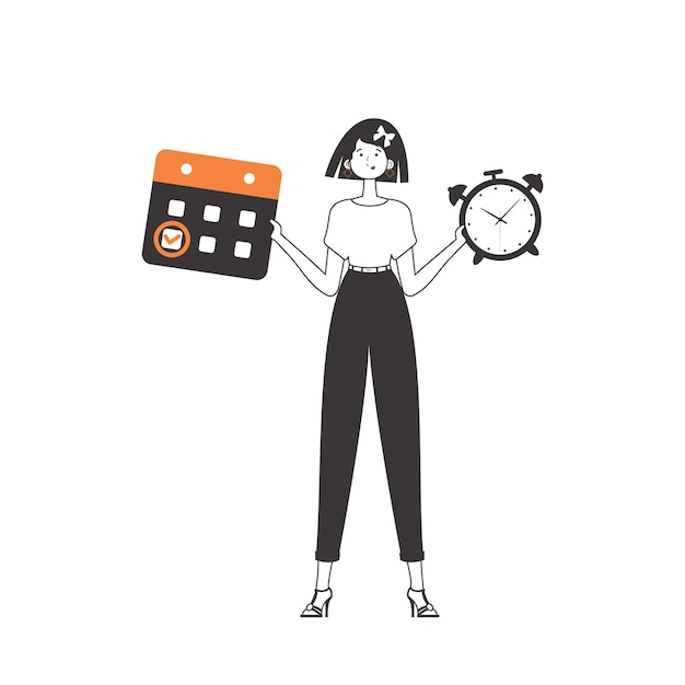 Chica profesora de inglés el concepto de aprender un idioma extranjero estilo moderno lineal ilustración vectorial aislada