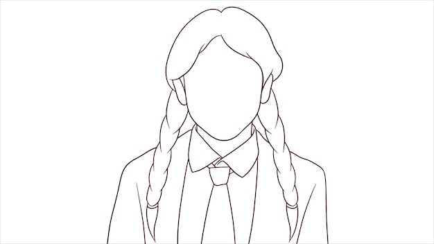 Chica radiante en traje escolar ilustración de vector de estilo dibujado a mano