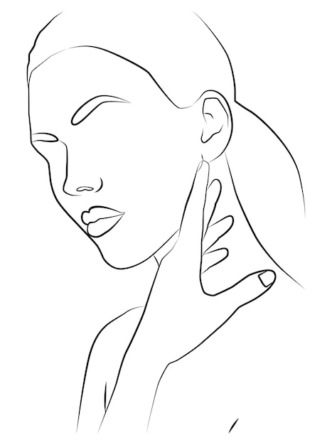 Chica El retrato está estilizado bajo una línea.