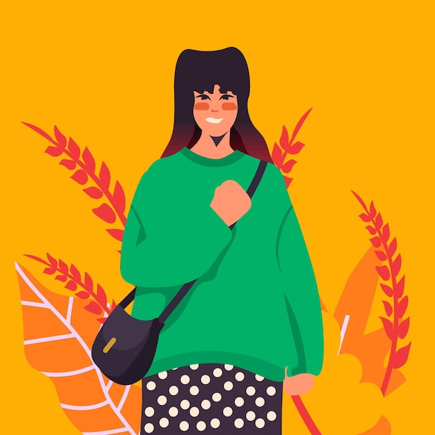 Vector chica con ropa de moda posando en la cámara generación z concepto de estilo de vida nueva tendencia demográfica moderna con ilustración de vector de generación juvenil progresiva