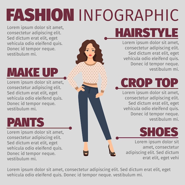 Chica en ropa de primavera moda infografía