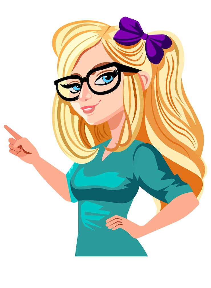 Vector chica rubia muestra su mano