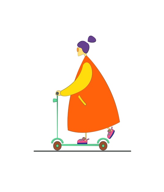 Chica en un scooter Gráficos vectoriales