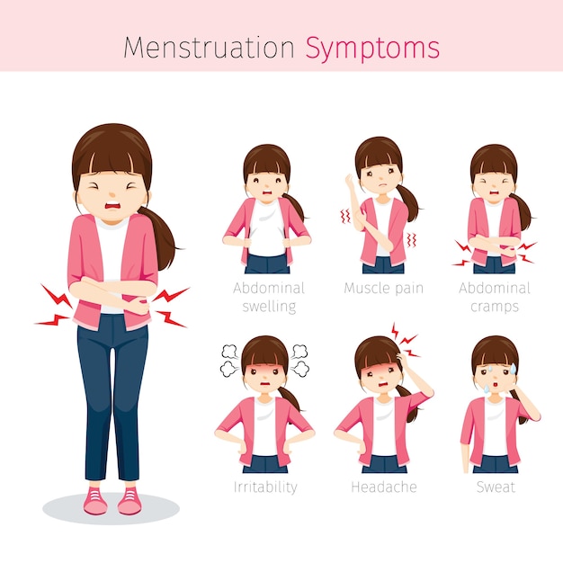 Chica con síntomas de menstruación