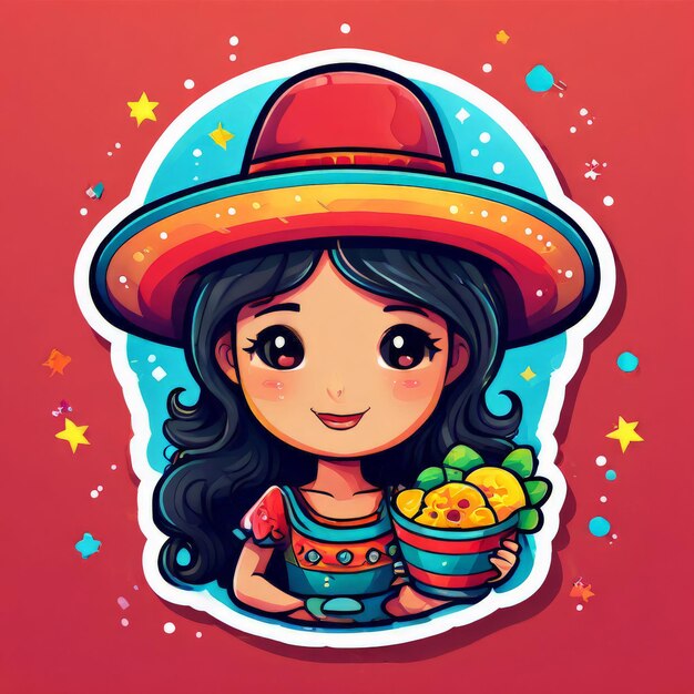 Vector una chica con un sombrero que dice que es un pastel