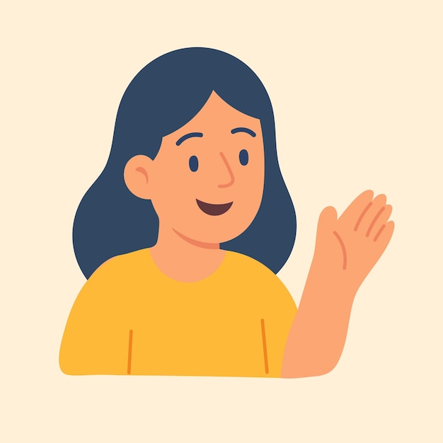 La chica sonriente saludando