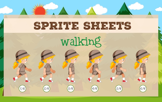Chica Sprite Sheets caminando