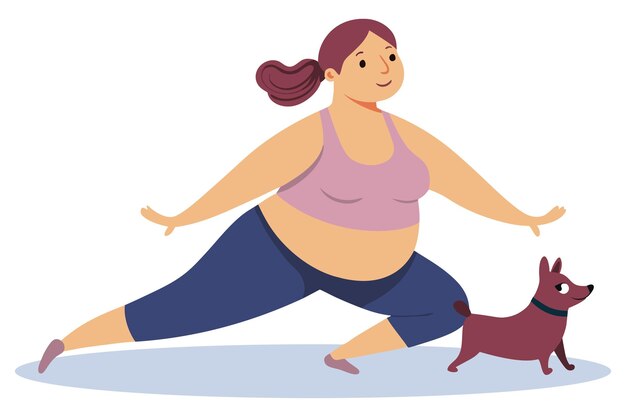 Chica de tamaño plus haciendo yoga concepto de cuerpo positivo mujer atractiva con sobrepeso