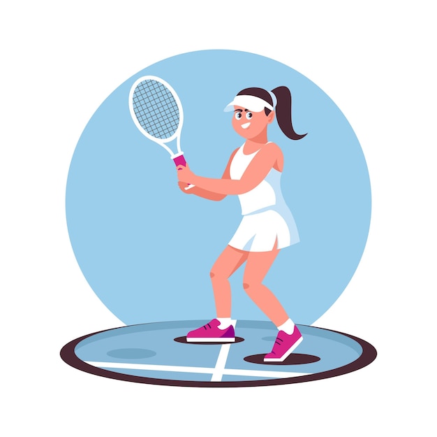 Vector chica de tenis en acción