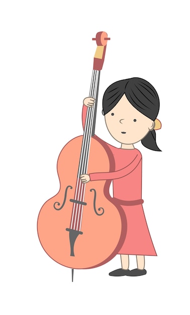 Chica tocando violonchelo aislado sobre fondo blanco Ilustración vectorial