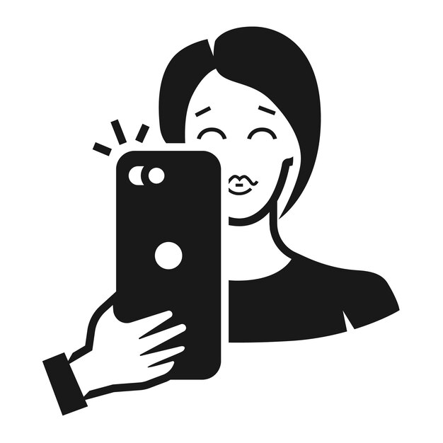 Chica toma un icono de foto Ilustración simple de una chica toma un icono de vector de foto para diseño web aislado sobre fondo blanco