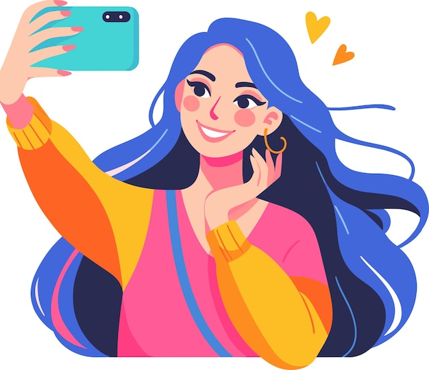 Una chica tomando un selfie ilustración de arte vectorial 2