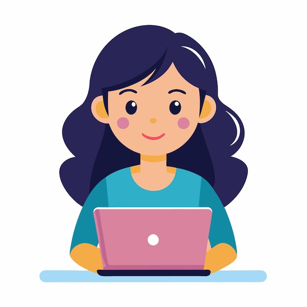 Una chica trabajando en una laptop