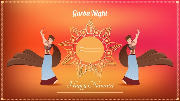 Chica tradicionalmente vestida vector creativo dandiya banner vector Happy Navratri