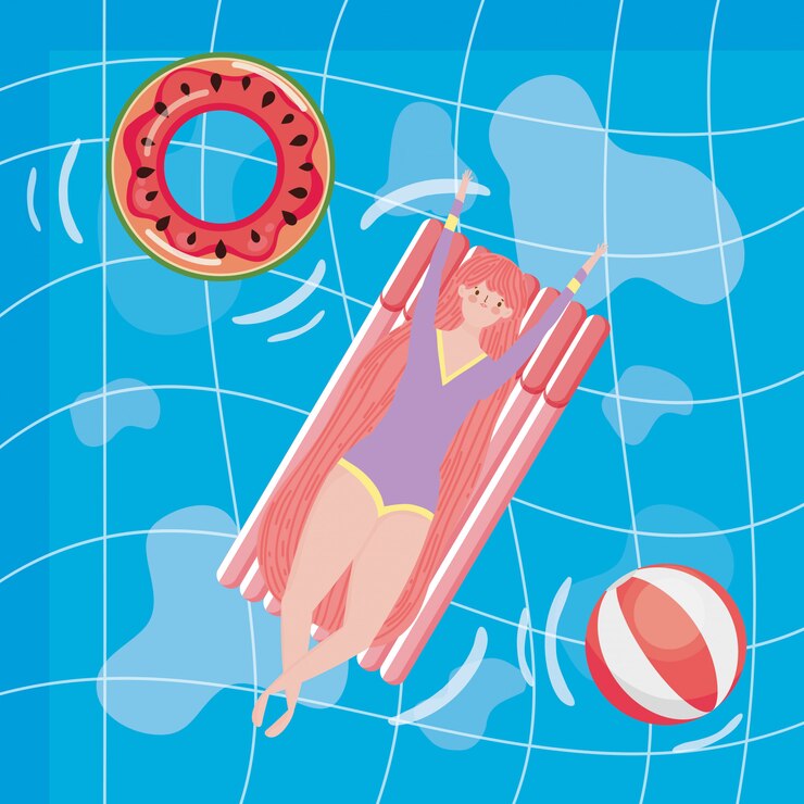Vector chica con traje de baño de verano.