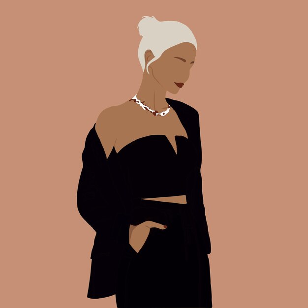 Vector chica con traje negro