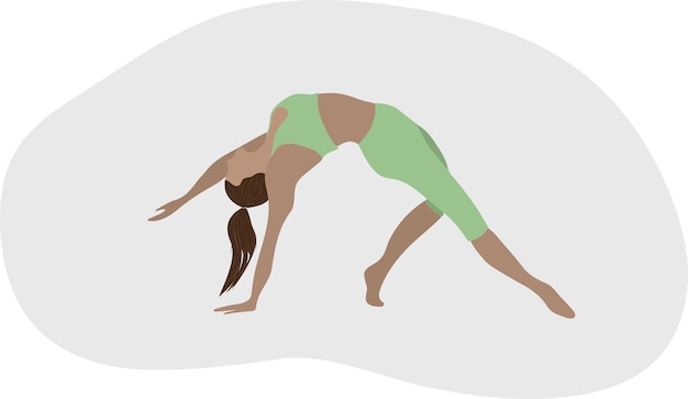 Vector una chica con traje verde está haciendo yoga. asanas. flexibilidad. ilustración vectorial de alta calidad.