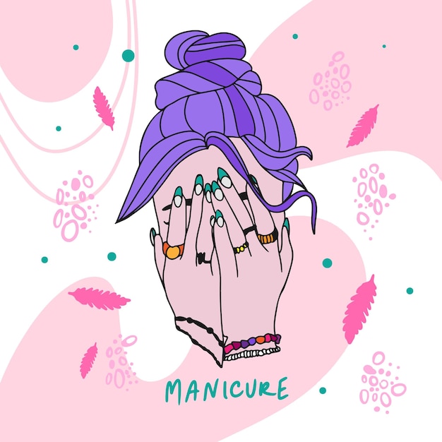 Chica con uñas de moda manicura diseño de uñas.