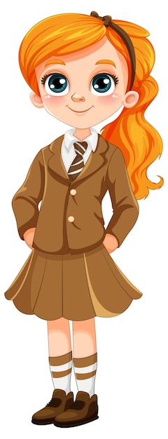Chica en uniforme de estudiante de dibujos animados