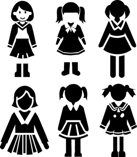 Chica uniforme icono vector silueta 8