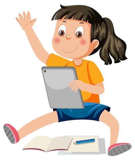 Una chica usando una tableta