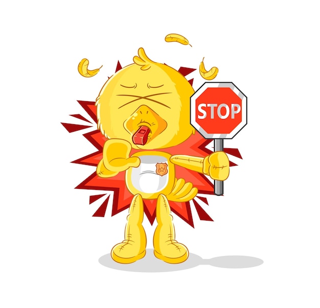 Chica con vector de mascota de dibujos animados de señal de stop