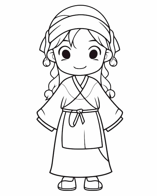 Una chica con un vestido hanbok