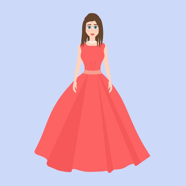 Vector chica en un vestido rojo