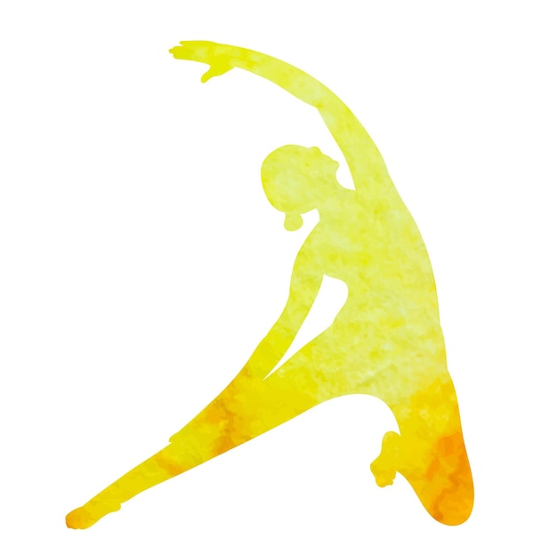 Vector chica de yoga silueta acuarela amarilla
